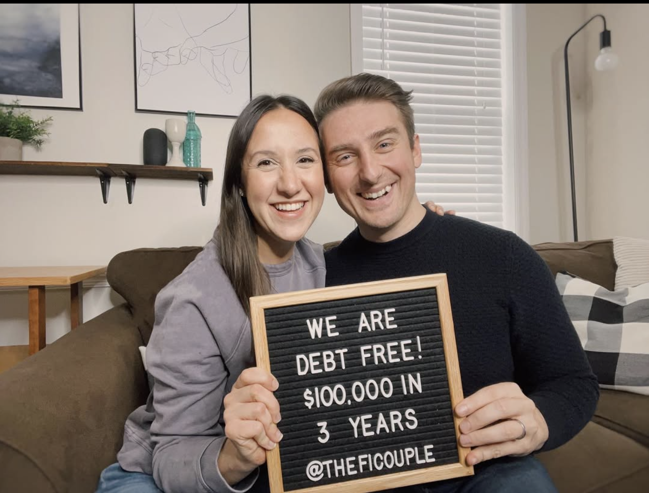 Ali and Josh celebrating paying off $100,000 of debt in three years